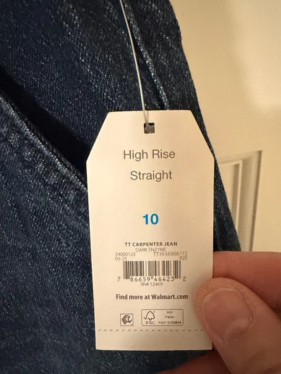 NWT Time and Tru High-Rise Straight Jeans with Carpenter Details Size 10 - Picture 6 of 8